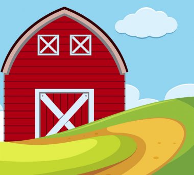 Ahır ile bir açık hava sahnesi