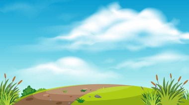 Tepede yol ile peyzaj arka plan tasarımı