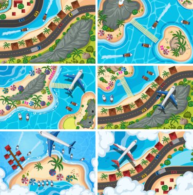 Havadan izleme sahneleri seti