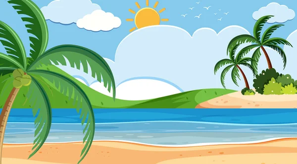 Paisaje fondo diseño de la playa en día soleado — Vector de stock