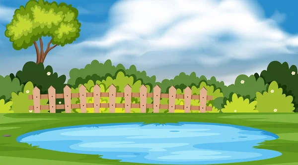 公园内池塘景观背景设计 — 图库矢量图片