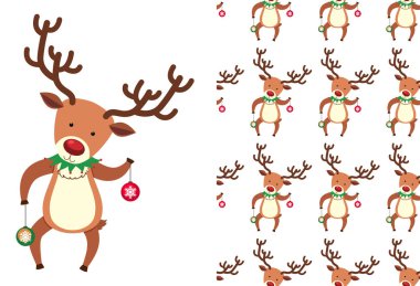 Şenlikli reindeers beyaz üzerinde sorunsuz bir desen
