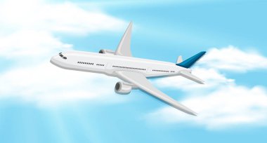 Uçan uçak ile gökyüzü arka plan