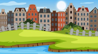 Amsterdam evi ile bir açık hava sahnesi