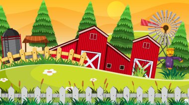 Çiftlik ile bir açık hava sahnesi