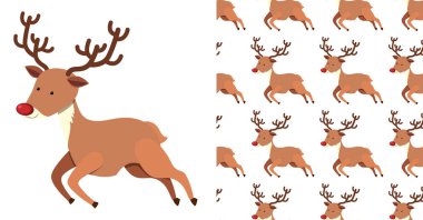 Şenlikli reindeers beyaz üzerinde sorunsuz bir desen