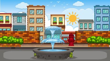 Çeşme ile bir açık hava sahnesi