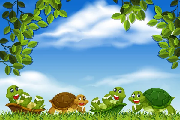 Schildkröten im Park — Stockvektor