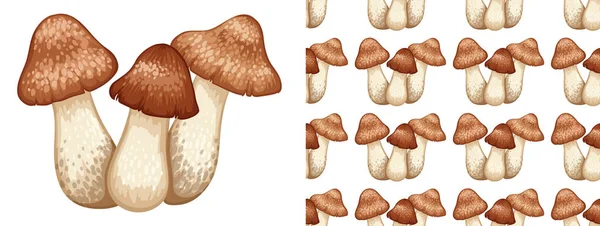 Bezszwowy wzór grzybów na białym — Wektor stockowy