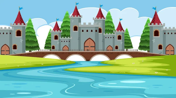 Venkovní scéna s hradem — Stockový vektor