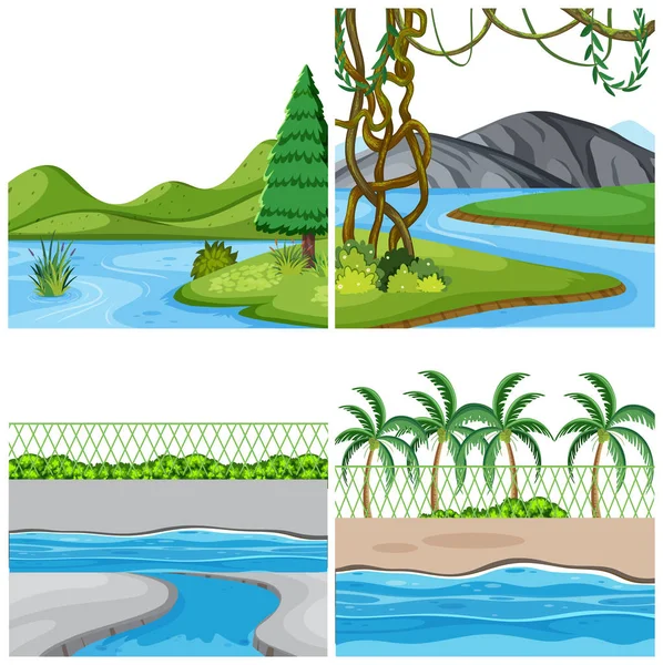 Een set buiten scène inclusief water — Stockvector