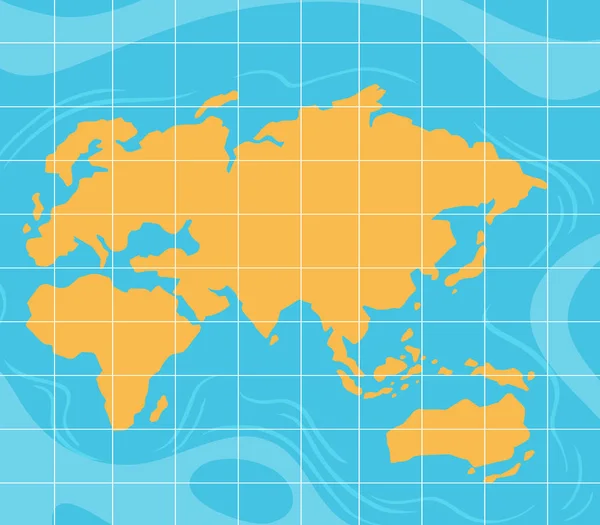Atlas do mundo em amarelo sobre papel grade —  Vetores de Stock