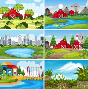 Çiftlik de dahil olmak üzere açık sahne bir dizi