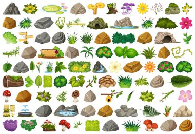 İzole nesneler tema kümesi - bahçe