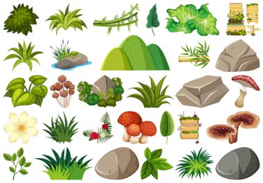 İzole nesneler tema kümesi - bahçe