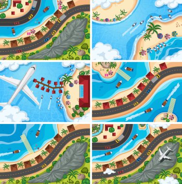 Havadan izleme sahneleri seti