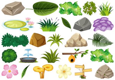 İzole nesneler tema kümesi - bahçe