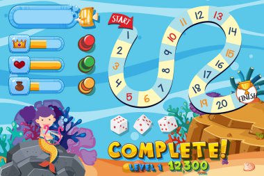 Sualtı arka plan ile oyun şablonu