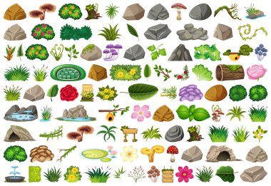 İzole nesneler tema kümesi - bahçe