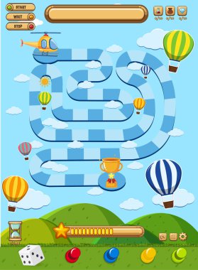 Mavi gökyüzünde balonlar ile Boardgame