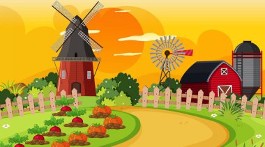 Çiftlik ile bir açık hava sahnesi