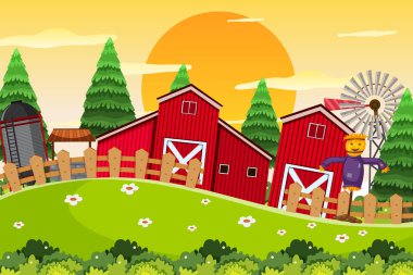 Çiftlik ile bir açık hava sahnesi