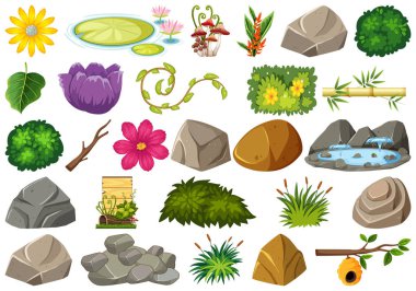 İzole nesneler tema kümesi - bahçe 