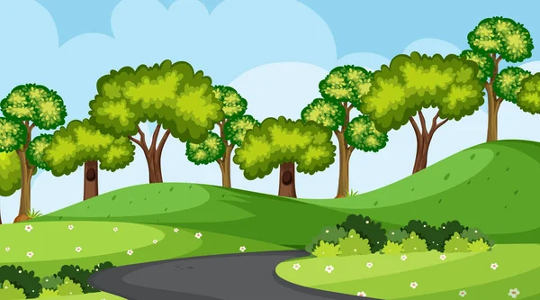 Background design of landscape with park with road — Stock Vector
