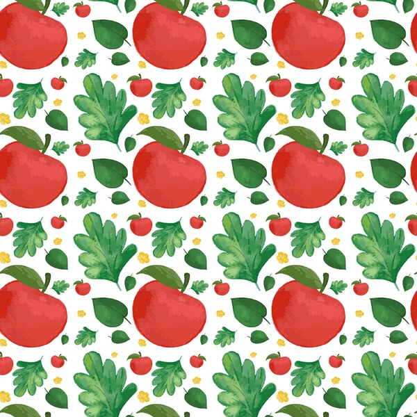 Nahtlose Hintergrundgestaltung mit roten Äpfeln — Stockvektor