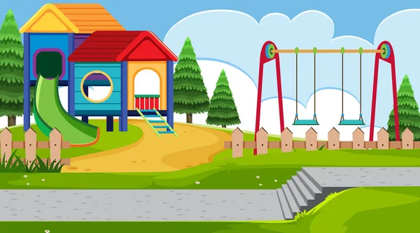 An outdoor scene with playground — Stock Vector