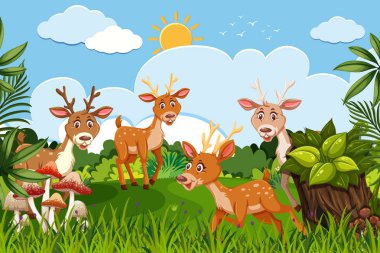 Orman sahnesinde geyik