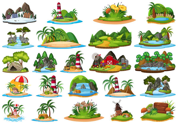 Large group of isolated objects theme - landforms