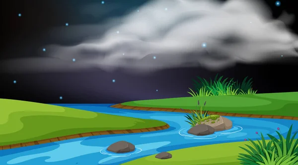 Landscape background design of river at night