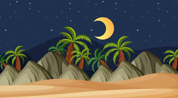 Paisaje fondo diseño de playa por la noche — Archivo Imágenes Vectoriales