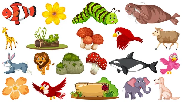 Набор разнообразных животных — стоковый вектор