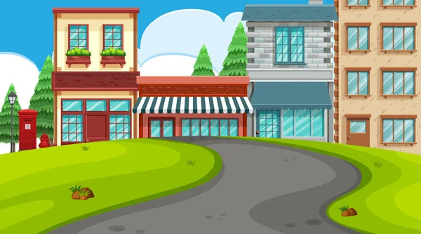 An outdoor scene with shops — Stock Vector