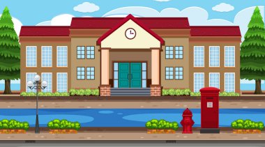 Okul ile bir açık hava sahnesi