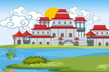 Asya kalesi ile bir açık hava sahnesi