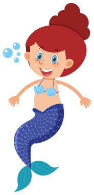 Beyaz arka planda denizkızı tek karakter