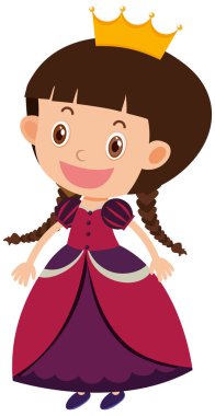 Beyaz arka planda prensesin tek karakteri