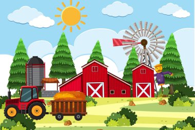 Çiftlik ile bir açık hava sahnesi