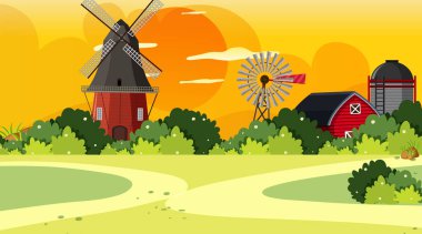 Çiftlik ile bir açık hava sahnesi