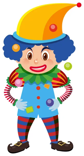 Personagem único de palhaço de circo no fundo branco — Vetor de Stock