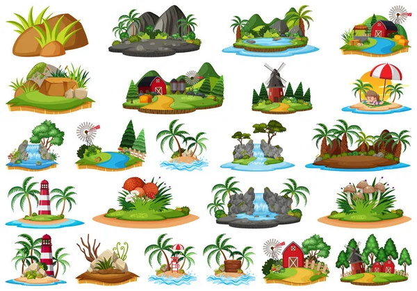 Set of different plants and landscapes — Stock Vector