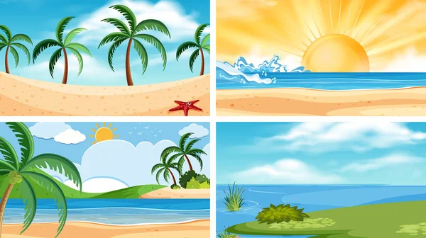 Un conjunto de escena al aire libre incluyendo playas — Vector de stock