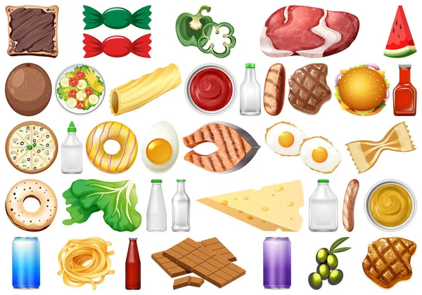 Reihe von isolierten Objekten Thema - Lebensmittel — Stockvektor