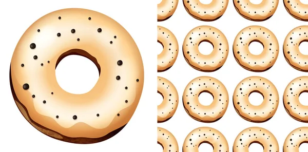 Patrón sin costuras de rosquillas en blanco — Vector de stock