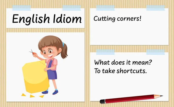 Russian Idiom Cutting Corners Template Illustration — стоковый вектор