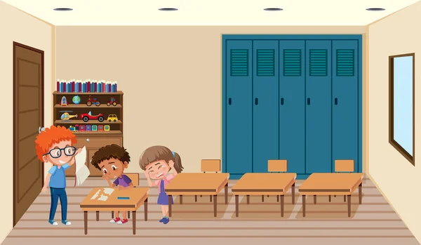 Предпосылки Контекст Scene Kids Bullying Friend School Illustration — стоковый вектор