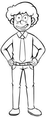 Beyaz arkaplanda mutlu bir adamın karalama çizimi